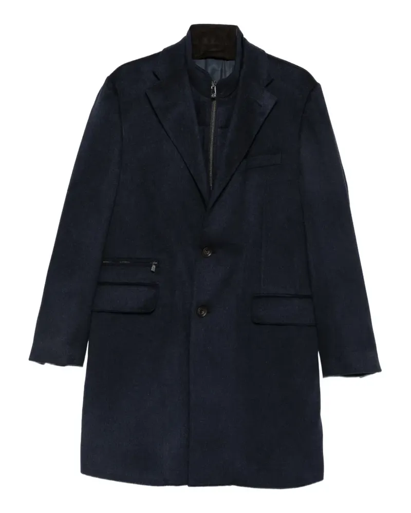 Corneliani single-breasted layered coat - Blau Blau