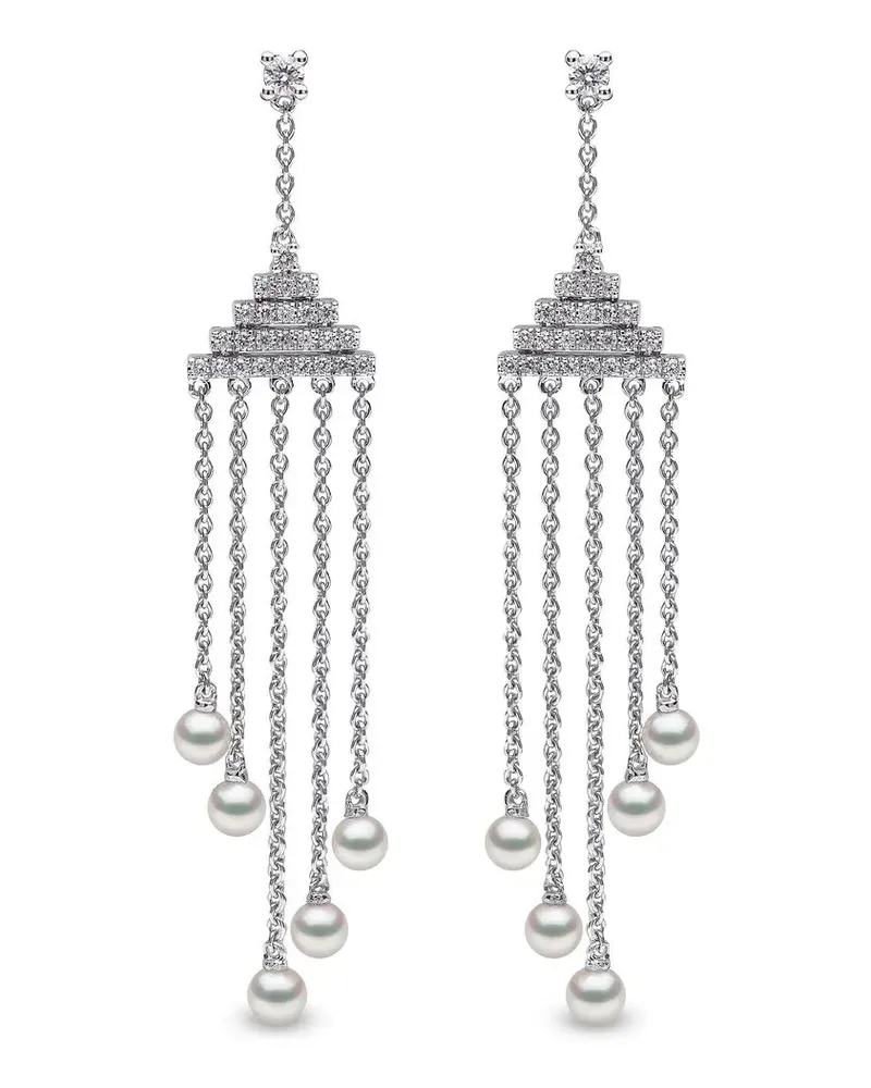YOKO London 18kt Sleek Weißgoldohrringe mit Akoya-Perlen und Diamanten - Silber Silber