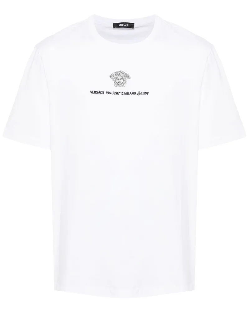 Versace Besticktes Medusa Milano T-Shirt - Weiß Weiß
