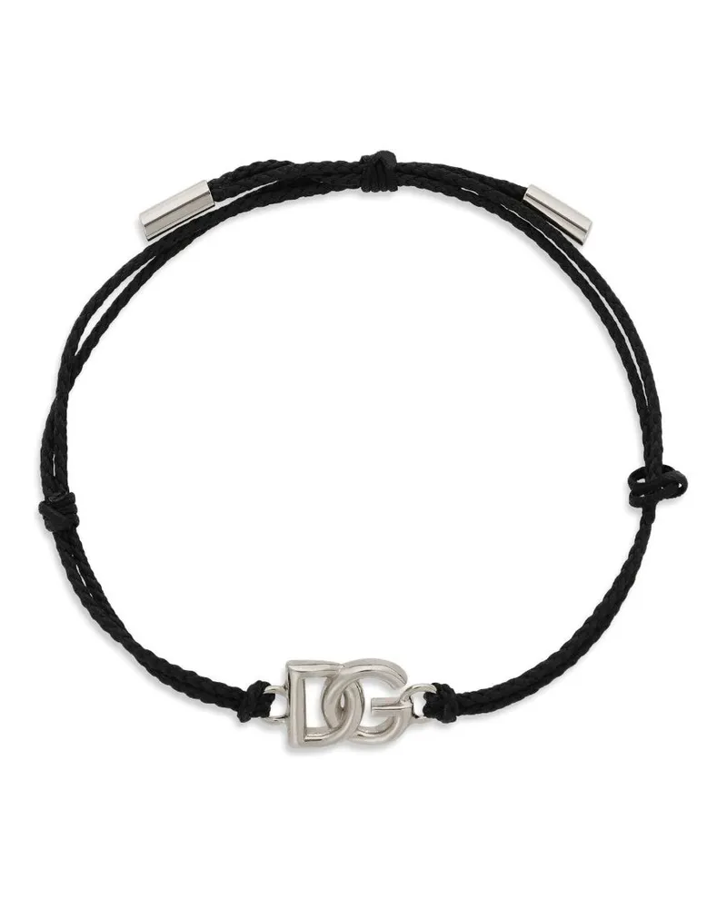 Dolce & Gabbana Kordelarmband mit DG-Anhänger - Silber Silber