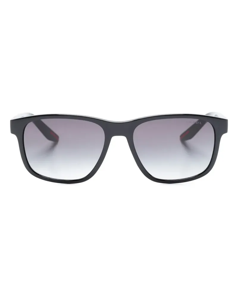 Prada Eckige Linea Rossa Sonnenbrille - Schwarz Schwarz
