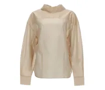 Bluse mit Umschlagkragen - Nude
