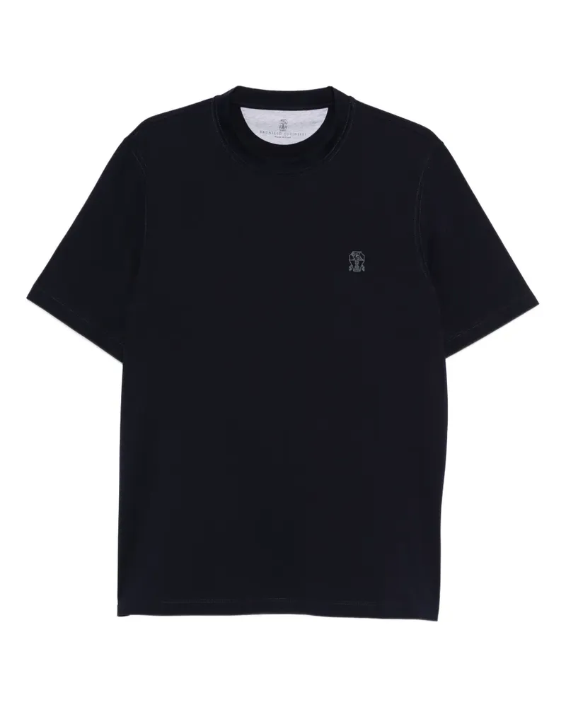 Brunello Cucinelli T-Shirt mit Logo-Detail - Blau Blau