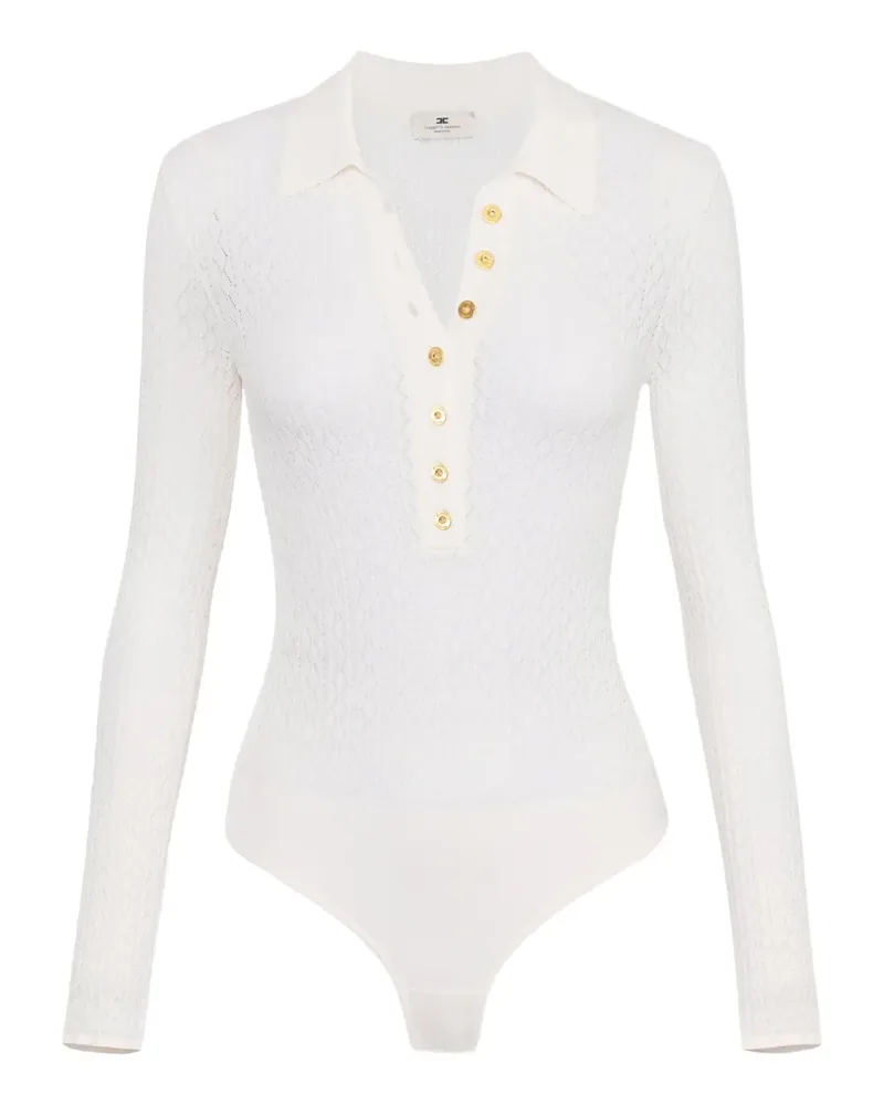 Elisabetta Franchi Gestrickter Body mit Polokragen - Weiß Weiß