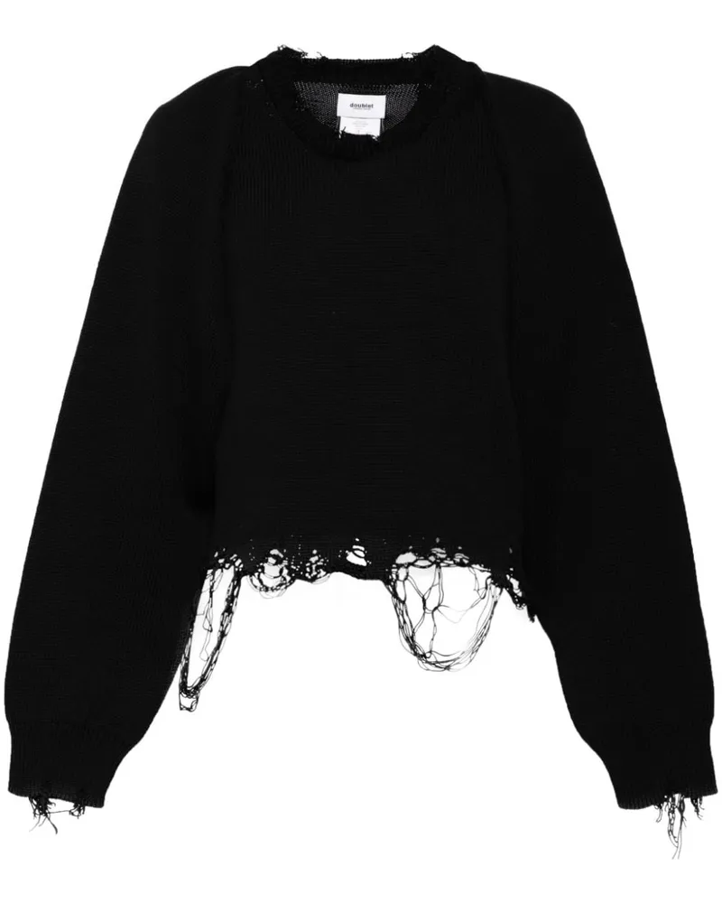 Doublet Pullover in Distressed-Optik Schwarz