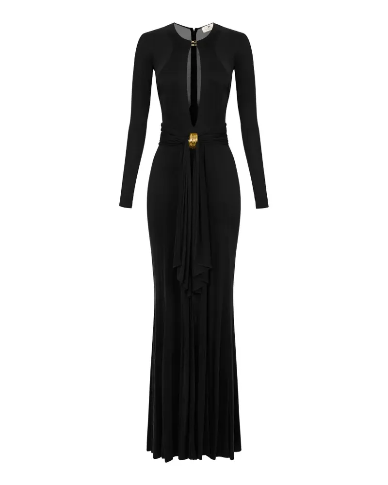 Elisabetta Franchi keyhole draping maxi dress - Schwarz Schwarz