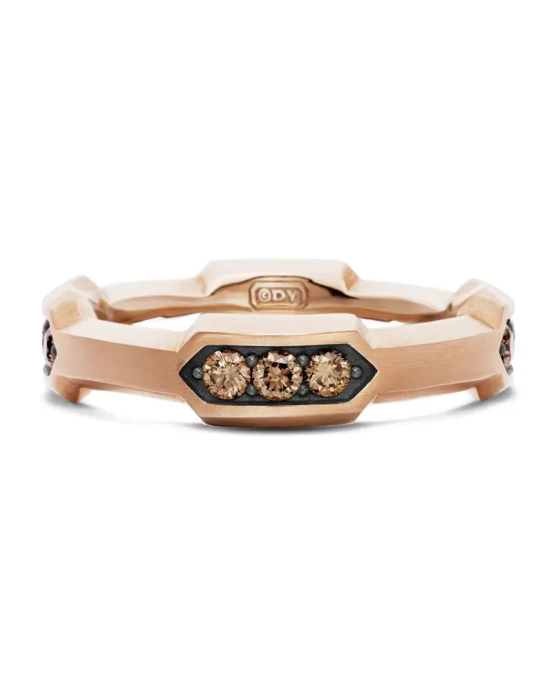David Yurman 18kt Hex Station Rotgoldring (6mm) - Rosa Rosa