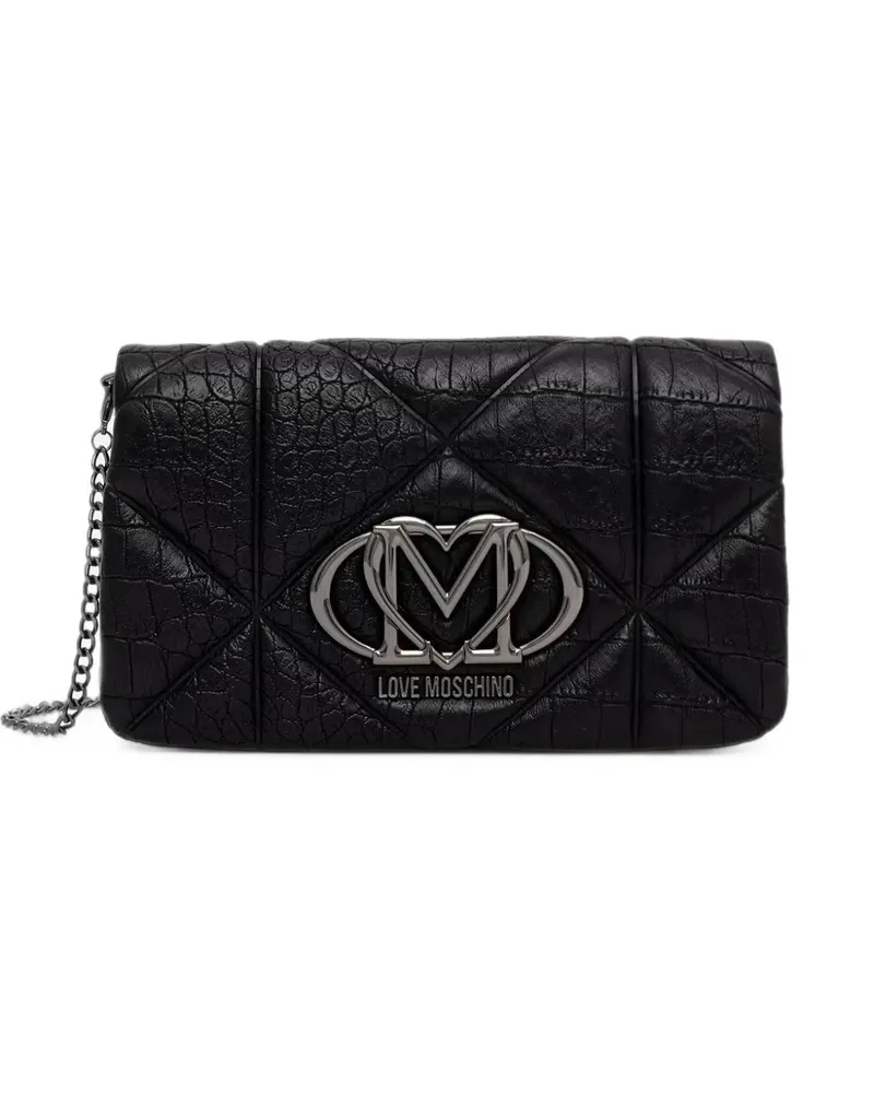 Moschino quilted crocodile-effect cross body bag - Schwarz Schwarz