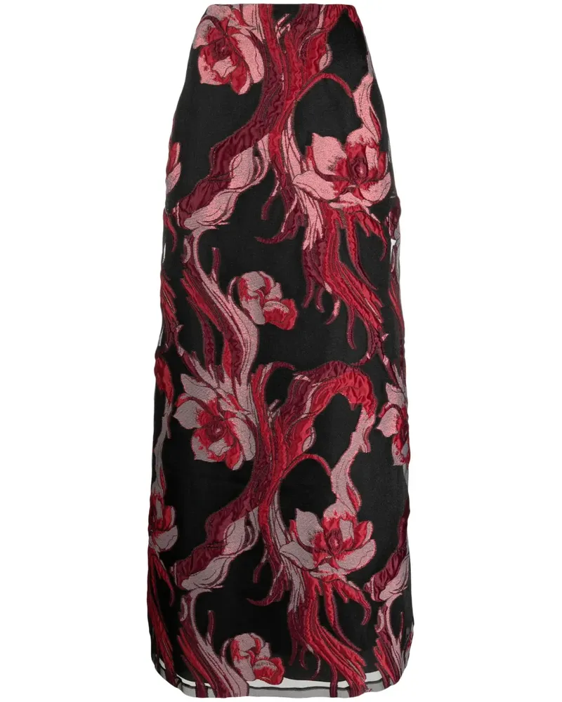 Alberta Ferretti A-Linien-Rock mit Applikationen - Schwarz Schwarz