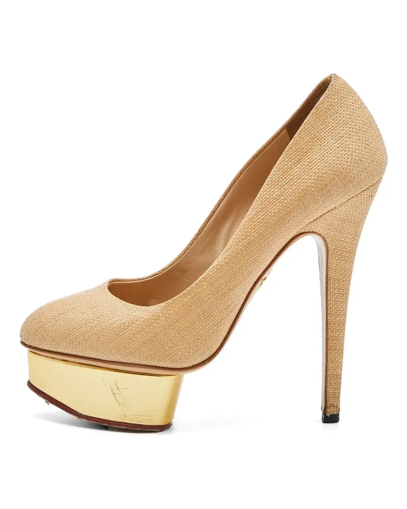Charlotte Olympia raffia platform pumps - Nude Nude