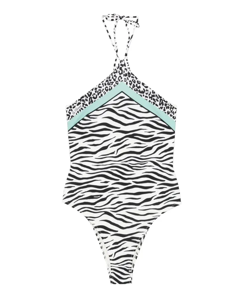 MC2 Saint Barth Meryem animal-print halterneck swimsuit - Weiß Weiß