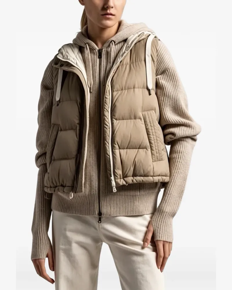Brunello Cucinelli hooded quilted gilet - Nude Nude