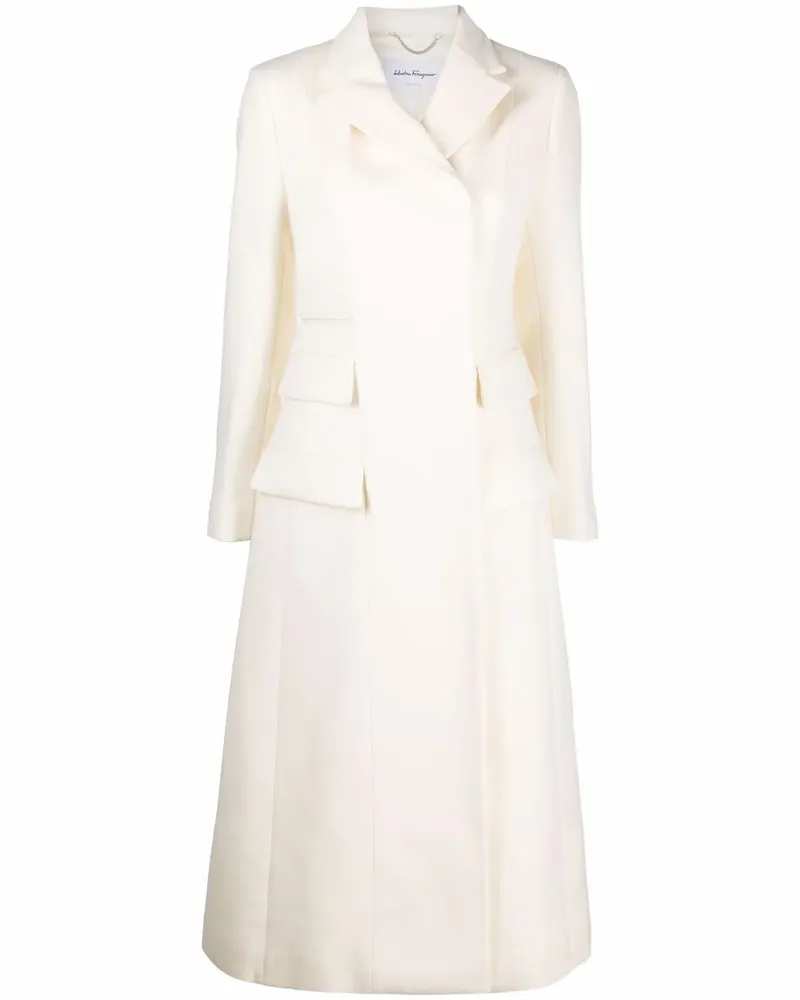 Ferragamo Doppelreihiger Mantel - Weiß Weiß