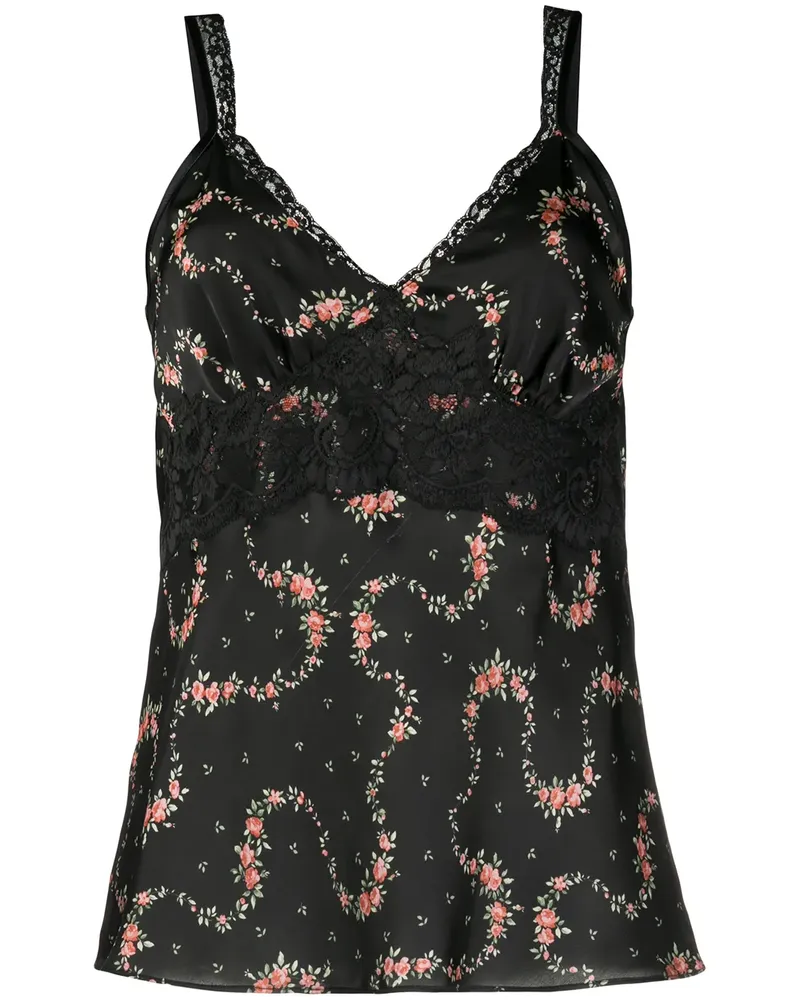 Paco Rabanne Flower Garland' Top - Schwarz Schwarz