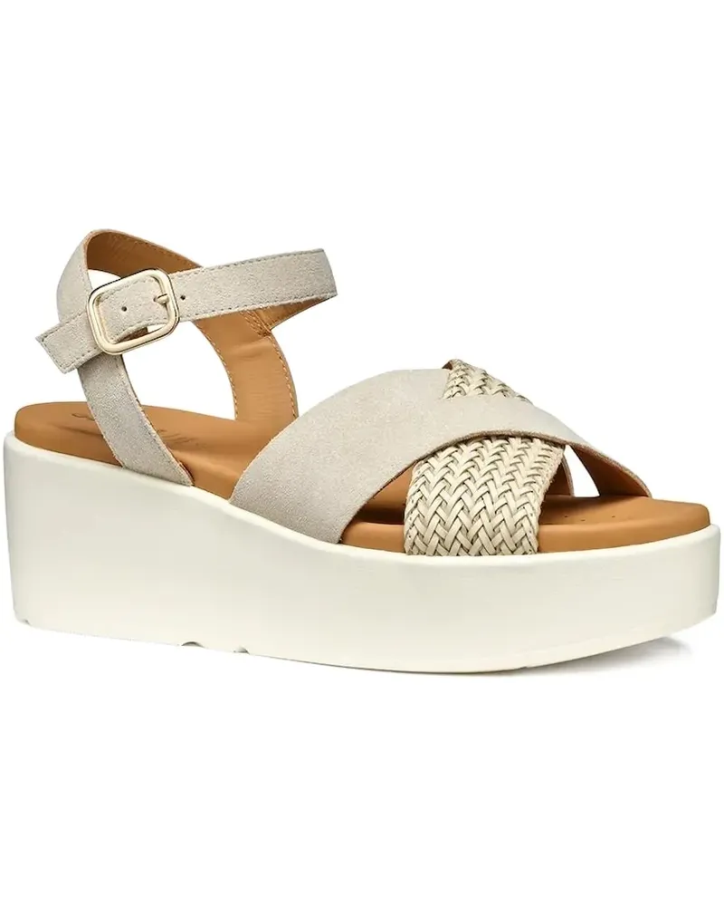Geox Gewebte Plateau-Sandalen mit überkreuzten Riemen 60mm - Nude Nude