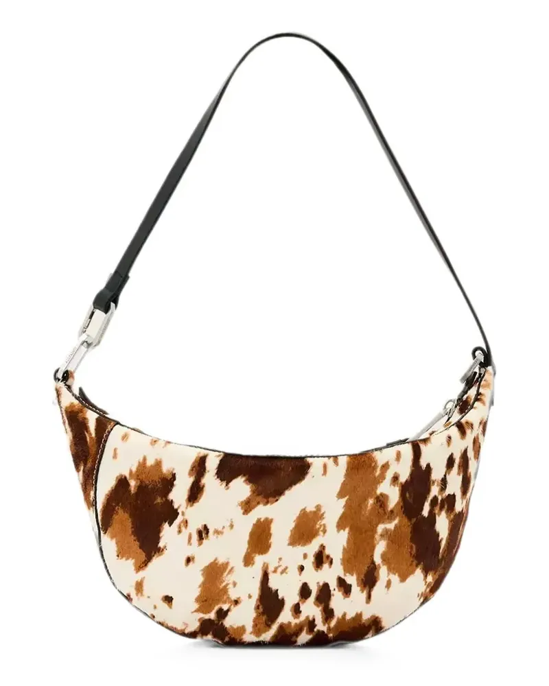 AllSaints cow-print leather shoulder bag - Nude Nude
