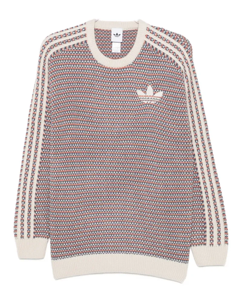 adidas Trefoil-embroidered 3-Stripes sweater - Nude Nude