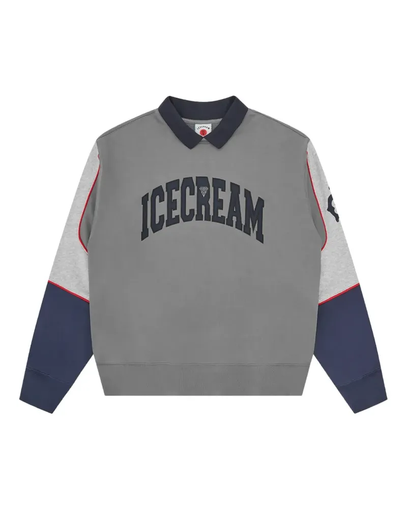 ICECREAM Polo Sweatshirt in Colour-Block-Optik - Grau Grau