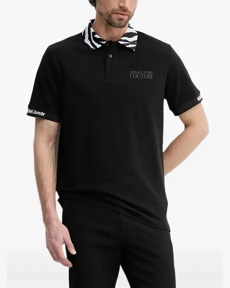 Versace Jeans Poloshirt mit Zebra-Print - Schwarz Schwarz
