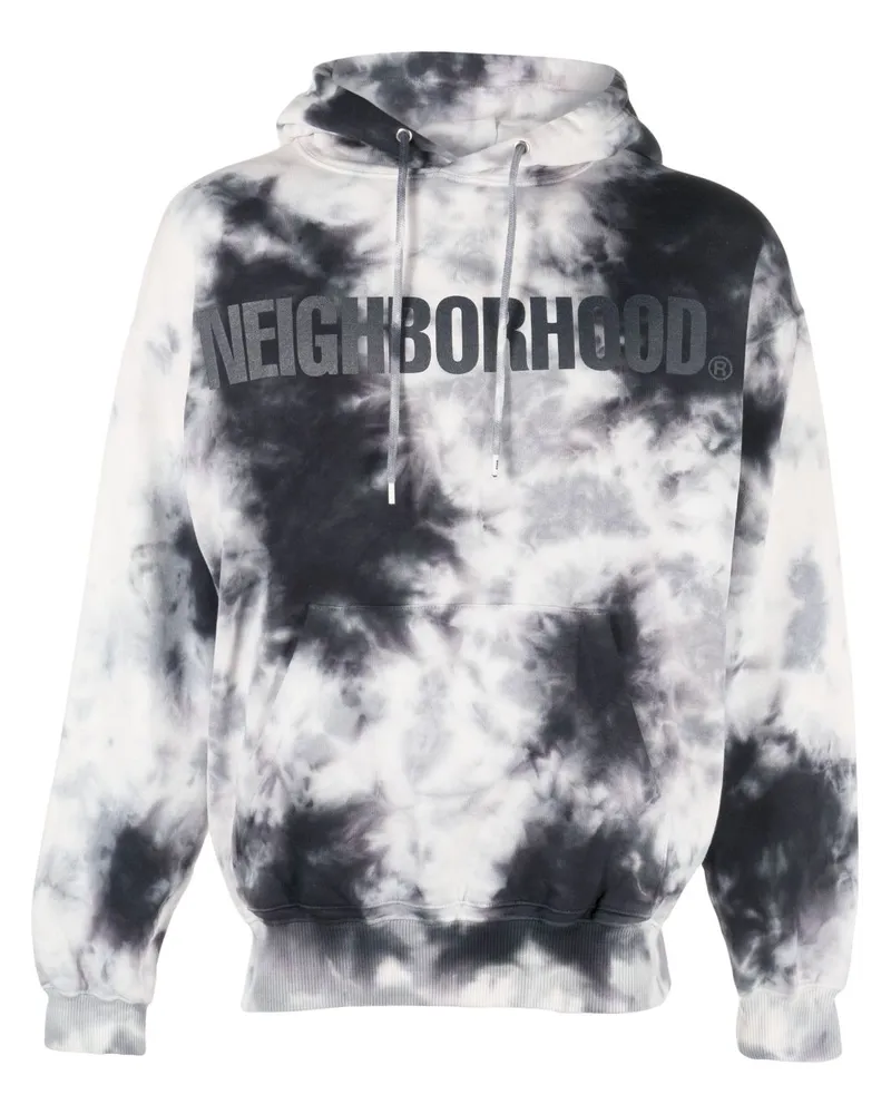 Neighborhood Hoodie mit Batikmuster Schwarz