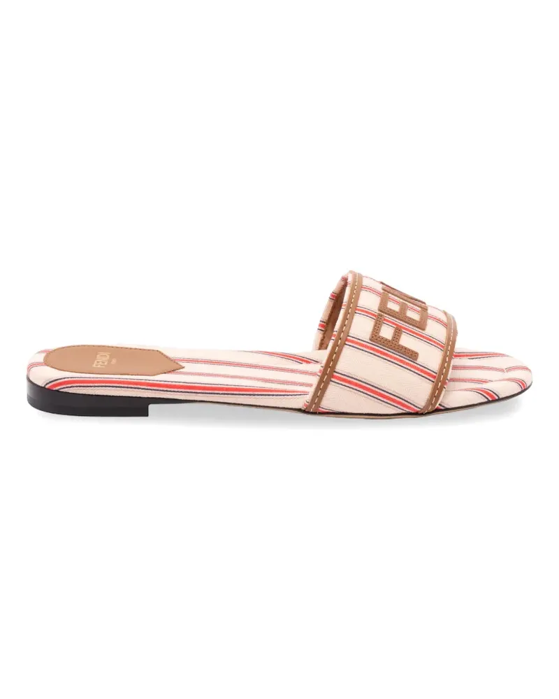 Fendi Sunshine striped logo-patch flat sandals - Mehrfarbig Mehrfarbig