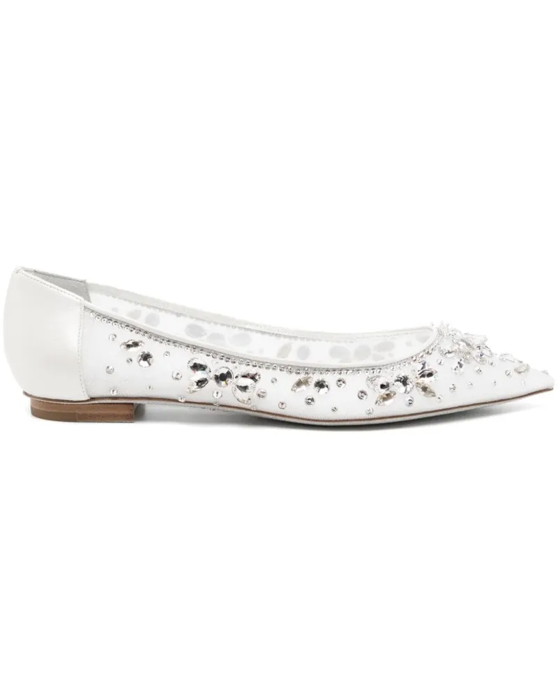 René Caovilla Ballerinas aus Spitze mit Kristallen - Weiß Weiß