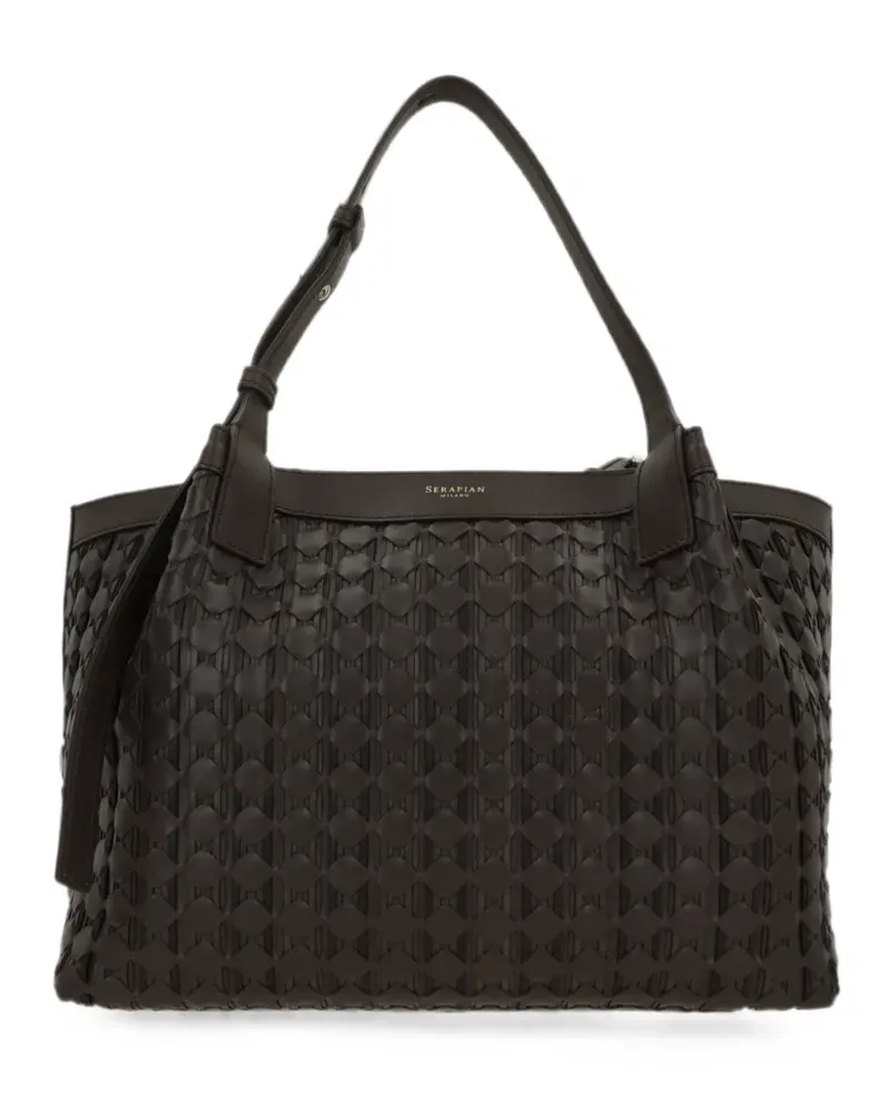 Serapian small Mosaico woven leather tote bag - Braun Braun