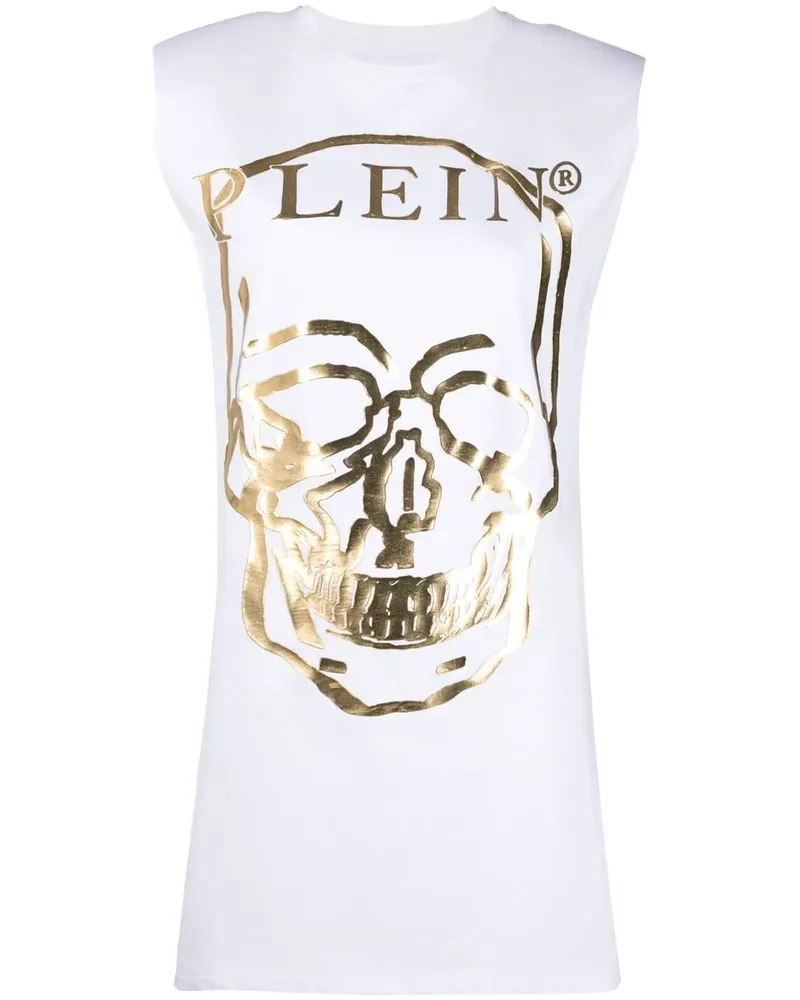Philipp Plein T-Shirtkleid mit Metallic-Print - Weiß Weiß