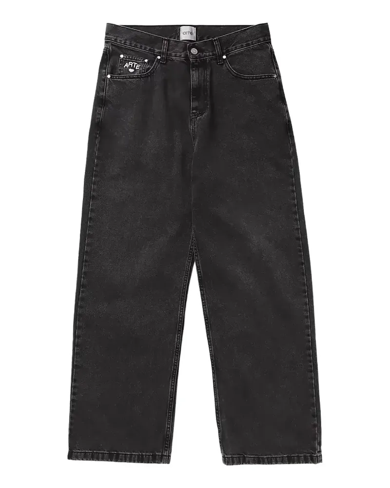 Arte Antwerp embroidered-logo straight-leg jeans - Schwarz Schwarz
