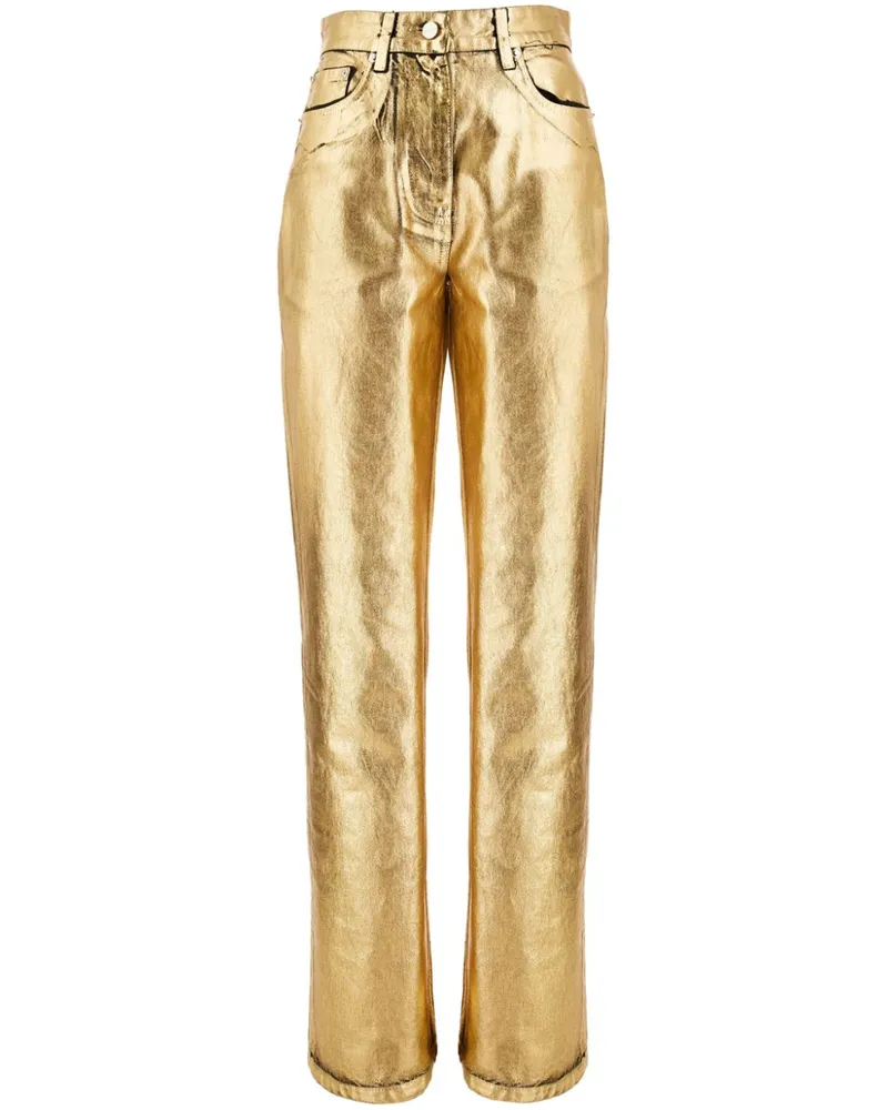 Ferragamo High-Waist-Hose mit Logo-Patch - Gold Gold