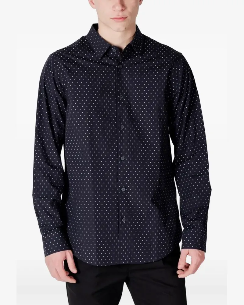 Armani Exchange polka-dot long-sleeve shirt - Blau Blau