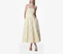Midikleid mit Blumenstickerei - Gelb