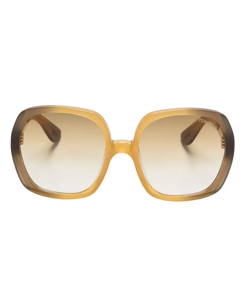 Tom Ford Sonnenbrille mit Oversized-Gestell - Braun Braun