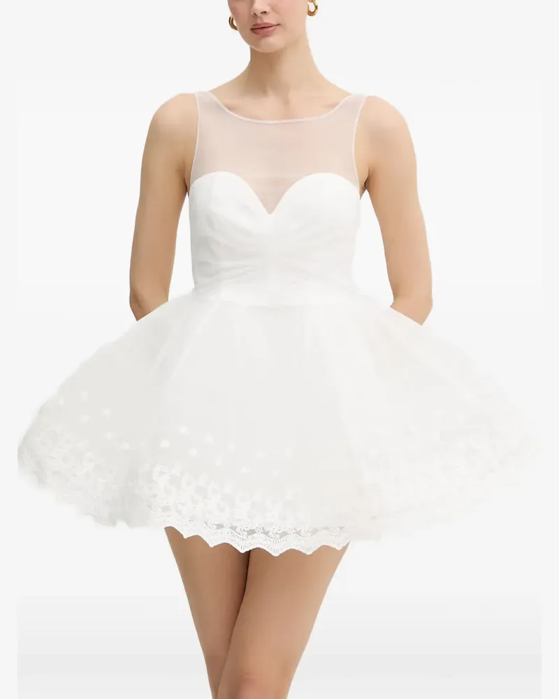 Bardot Hilda Tüll-Minikleid mit Spitzenbesatz - Weiß Weiß