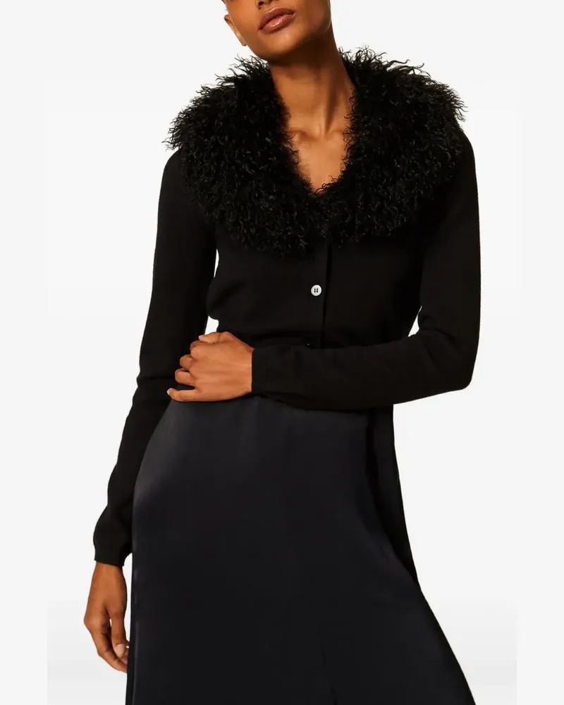 Twin-Set Cropped-Cardigan mit Faux Fur - Schwarz Schwarz