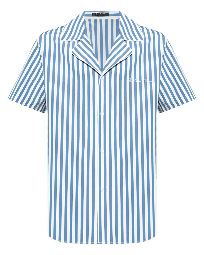 Balmain Gestreiftes Hemd - Blau Blau
