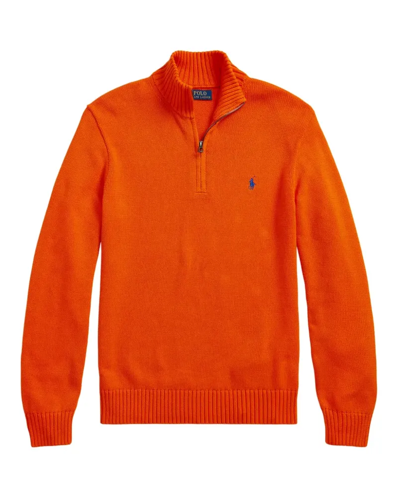 Ralph Lauren quarter-zip embroidered-logo sweater - Orange Orange