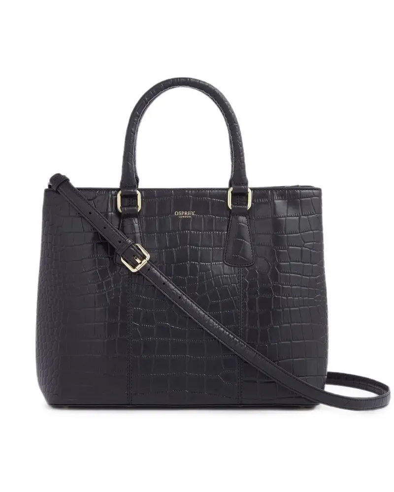 Osprey Adaline croc-effect leather tote bag - Schwarz Schwarz
