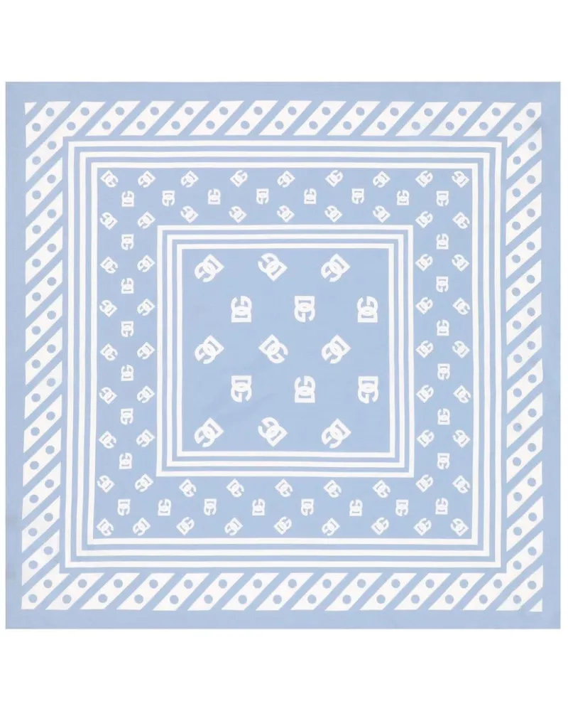 Dolce & Gabbana Seidenschal mit Logo-Print - Blau Blau
