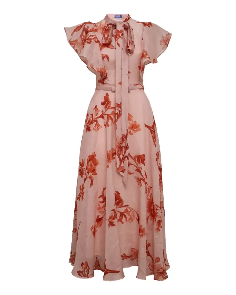 LEO LIN Elsie Kleid mit Blumenprint und Flatterärmeln - Rosa Rosa
