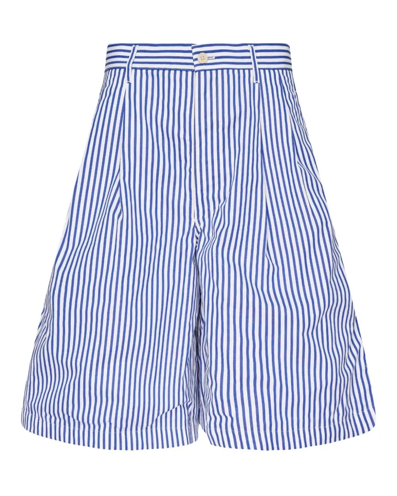 Comme des Garçons striped pleat-detail shorts - Weiß Weiß