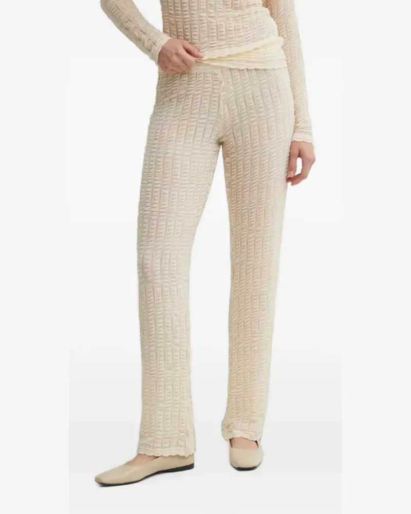 Résumé seersucker-effect straight-leg trousers - Nude Nude