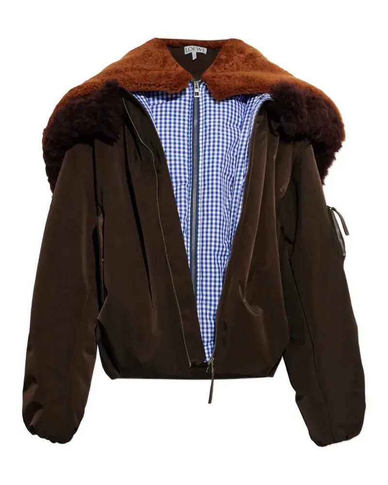 Loewe Kapuzenjacke mit Shearling-Besatz - Braun Braun