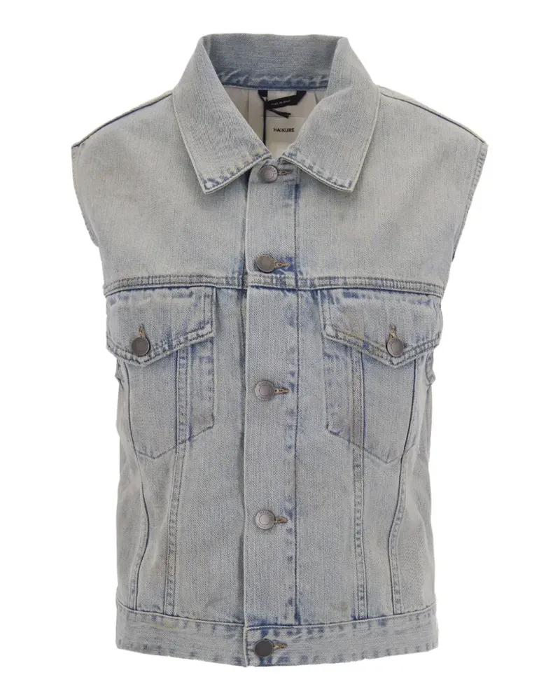 Haikure raw-cut sleeveless jacket - Blau Blau