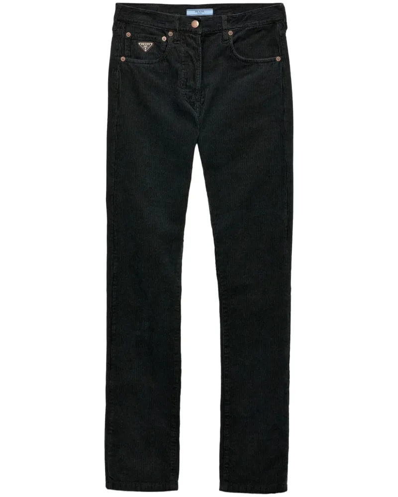 Prada Tapered-Jeans mit Logo-Patch - Schwarz Schwarz