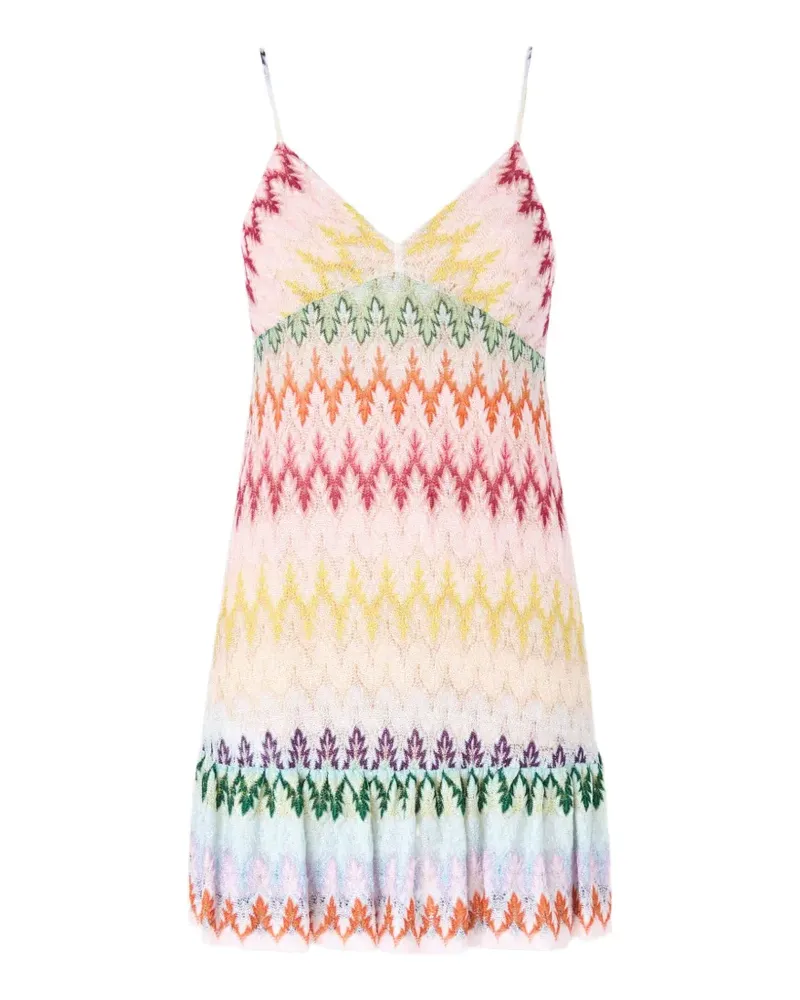 Missoni V-Ausschnitt-Minikleid mit Zickzackmuster - Nude Nude