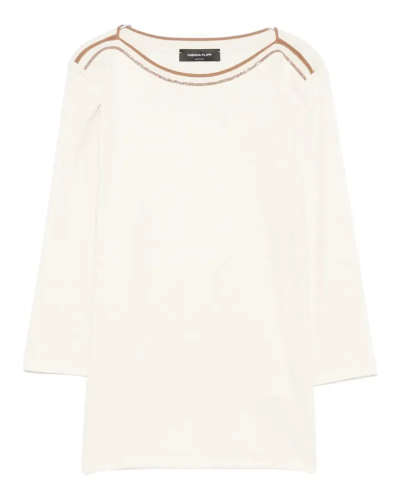 Fabiana Filippi bead-embellished T-shirt - Nude Nude