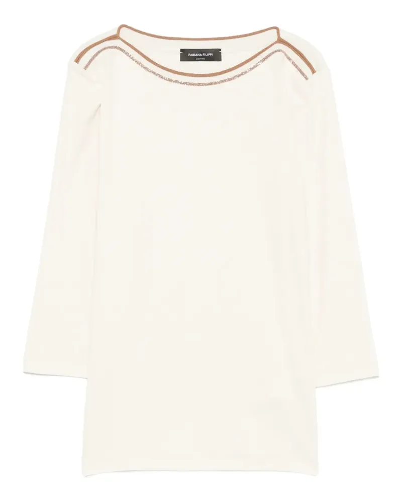Fabiana Filippi bead-embellished T-shirt - Nude Nude