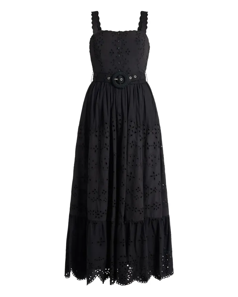 Hemant & Nandita Raga Maxikleid mit Wellensaum - Schwarz Schwarz