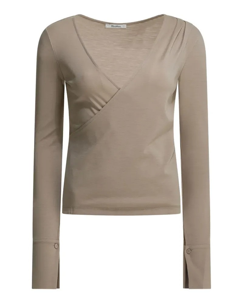 Max Mara Gewickelter Pullover mit V-Ausschnitt - Nude Nude